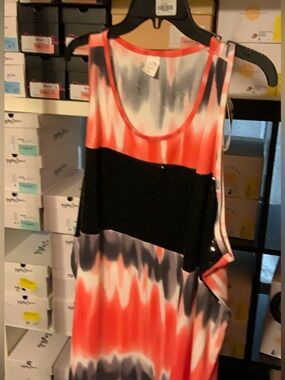 Sleeveless Tie-Dye Tank with Black Sequin Band